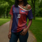 Custom Haiti National Football Cross Shoulder Shirt Red Blue The Half Sporty Design - African Pride