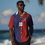 Custom Haiti National Football Hawaiian Shirt Red Blue The Half Sporty Design - African Pride