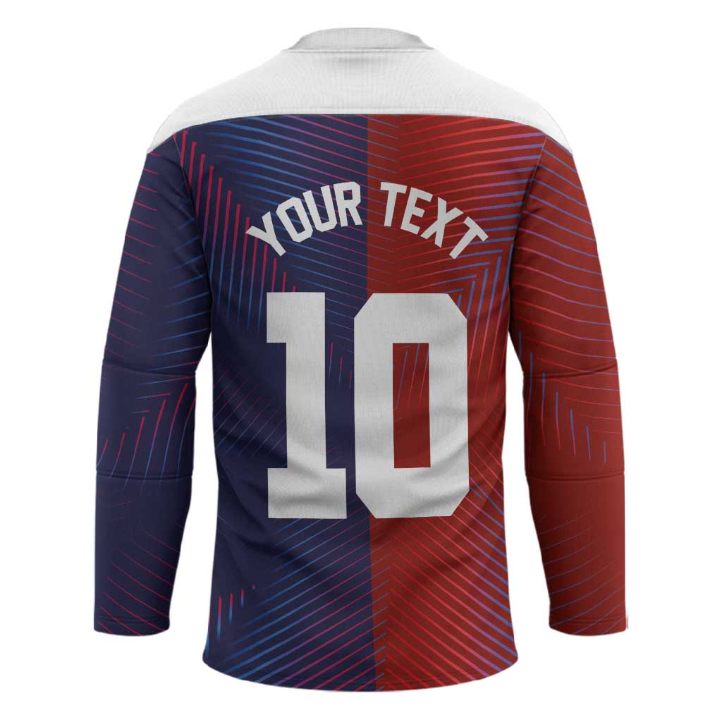 Custom Haiti National Football Hockey Jersey Red Blue The Half Sporty Design - African Pride