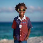 Custom Haiti National Football Kid Hawaiian Shirt Red Blue The Half Sporty Design - African Pride
