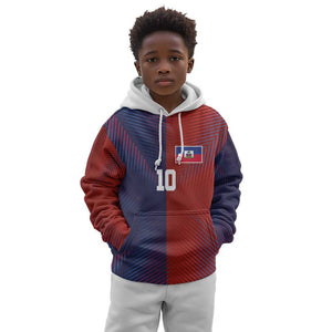 Custom Haiti National Football Kid Hoodie Red Blue The Half Sporty Design - African Pride