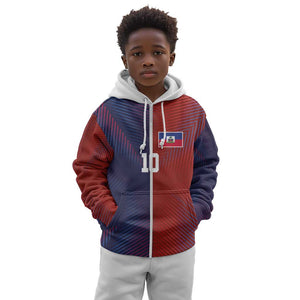 Custom Haiti National Football Kid Hoodie Red Blue The Half Sporty Design - African Pride