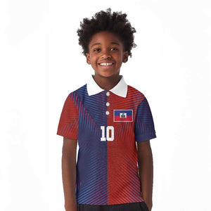Custom Haiti National Football Kid Polo Shirt Red Blue The Half Sporty Design - African Pride