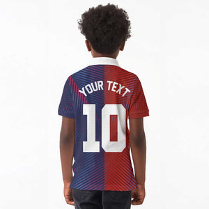 Custom Haiti National Football Kid Polo Shirt Red Blue The Half Sporty Design - African Pride