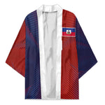Custom Haiti National Football Kimono Red Blue The Half Sporty Design - African Pride