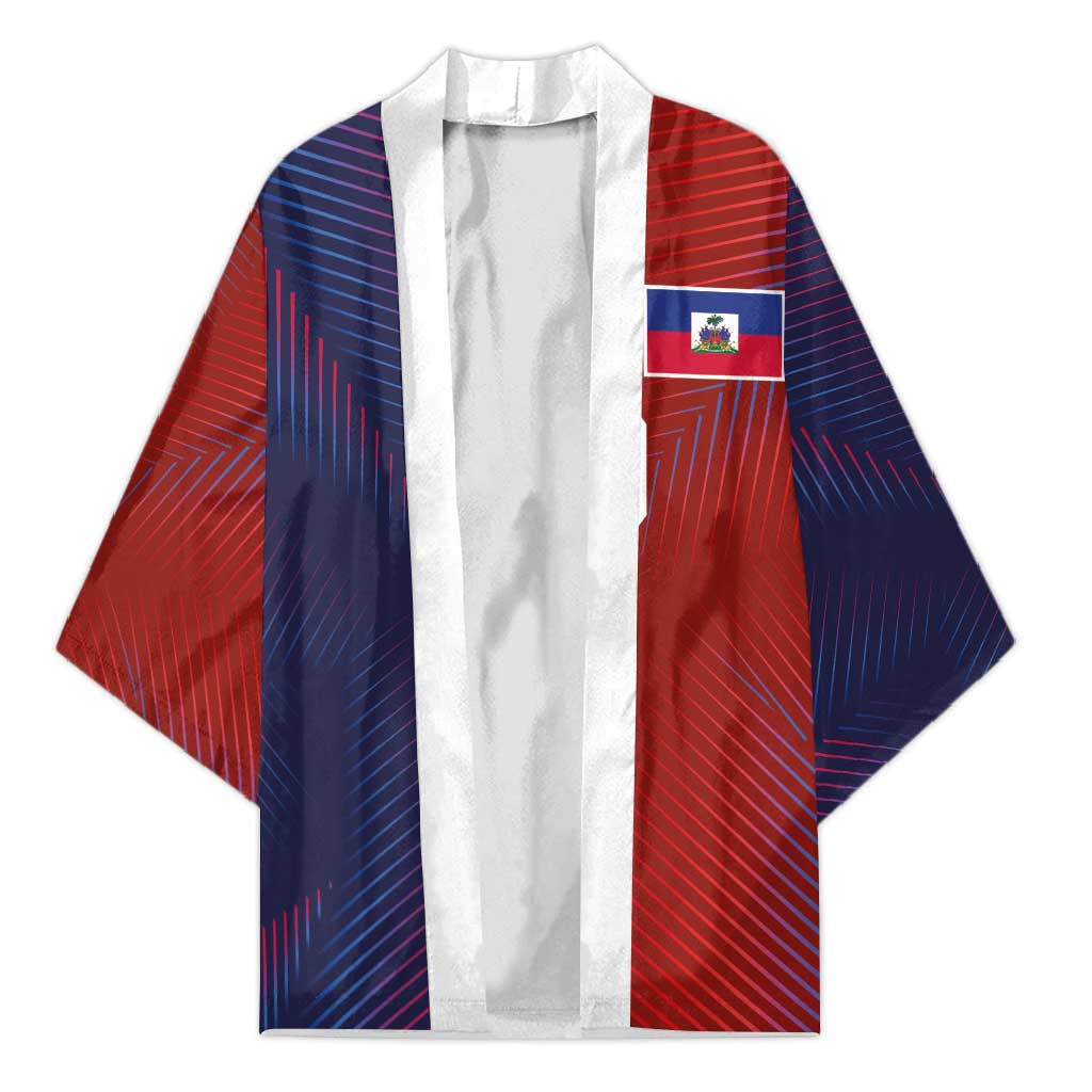 Custom Haiti National Football Kimono Red Blue The Half Sporty Design - African Pride