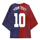 Custom Haiti National Football Kimono Red Blue The Half Sporty Design - African Pride