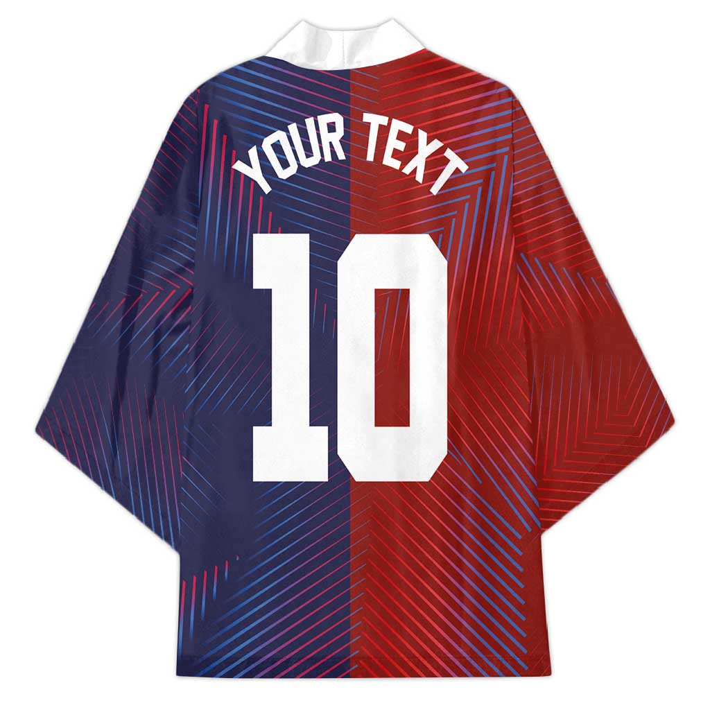 Custom Haiti National Football Kimono Red Blue The Half Sporty Design - African Pride