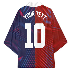 Custom Haiti National Football Kimono Red Blue The Half Sporty Design - African Pride