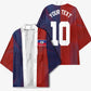 Custom Haiti National Football Kimono Red Blue The Half Sporty Design - African Pride