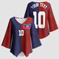 Custom Haiti National Football Kimono Sleeve Blouse Red Blue The Half Sporty Design - African Pride