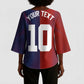 Custom Haiti National Football Kimono Sleeve Blouse Red Blue The Half Sporty Design - African Pride