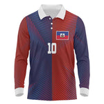 Custom Haiti National Football Long Sleeve Polo Shirt Red Blue The Half Sporty Design - African Pride