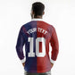 Custom Haiti National Football Long Sleeve Polo Shirt Red Blue The Half Sporty Design - African Pride