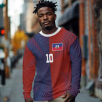 Custom Haiti National Football Long Sleeve Shirt Red Blue The Half Sporty Design - African Pride