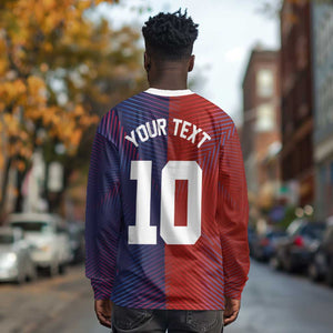 Custom Haiti National Football Long Sleeve Shirt Red Blue The Half Sporty Design - African Pride