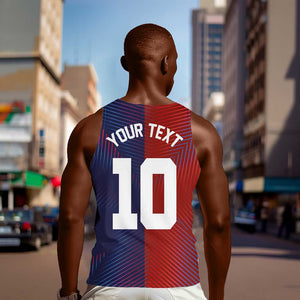 Custom Haiti National Football Men Tank Top Red Blue The Half Sporty Design - African Pride