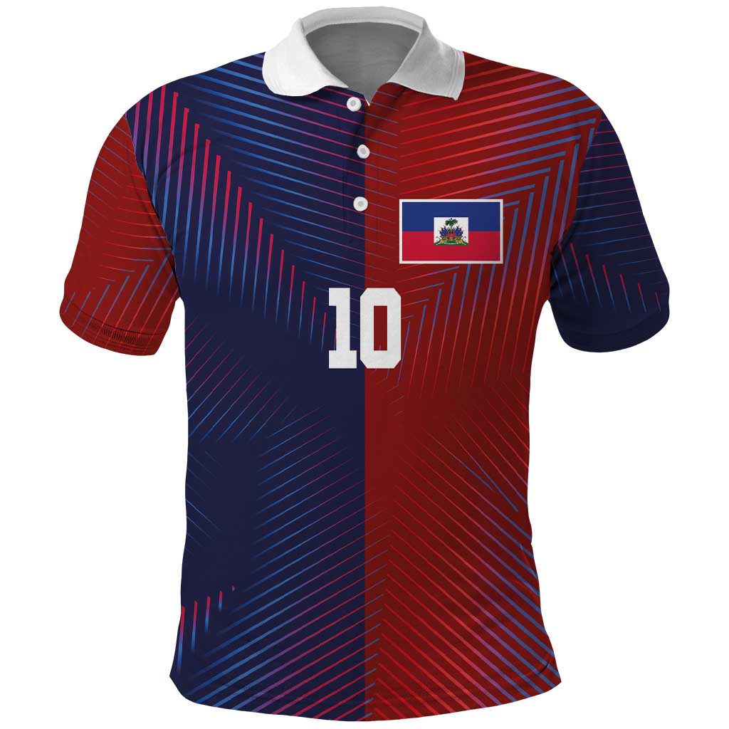 Custom Haiti National Football Polo Shirt Red Blue The Half Sporty Design - African Pride