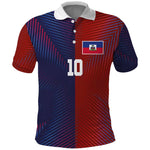 Custom Haiti National Football Polo Shirt Red Blue The Half Sporty Design - African Pride