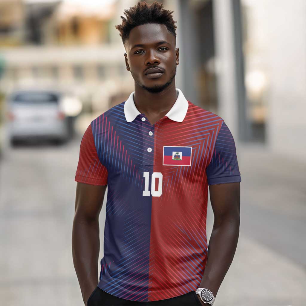 Custom Haiti National Football Polo Shirt Red Blue The Half Sporty Design - African Pride
