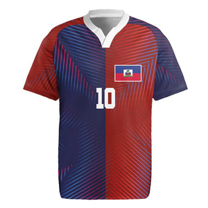 Custom Haiti National Football Rugby Jersey Red Blue The Half Sporty Design - African Pride