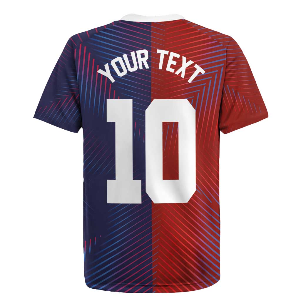 Custom Haiti National Football Rugby Jersey Red Blue The Half Sporty Design - African Pride