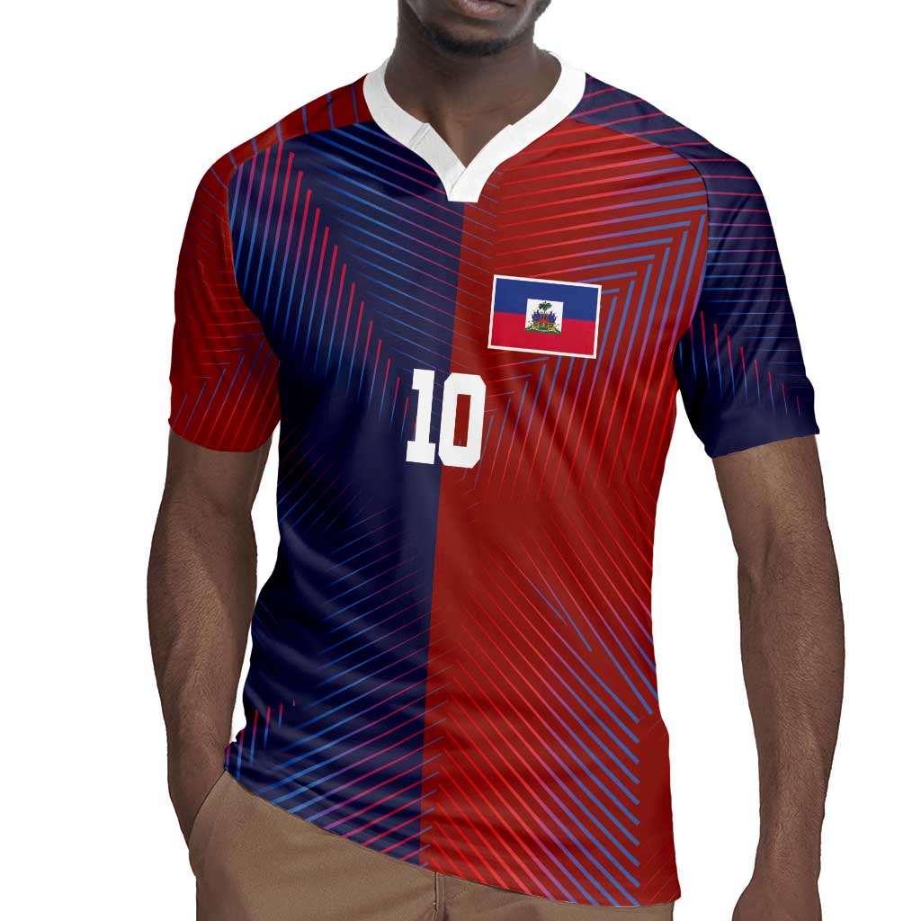 Custom Haiti National Football Rugby Jersey Red Blue The Half Sporty Design - African Pride