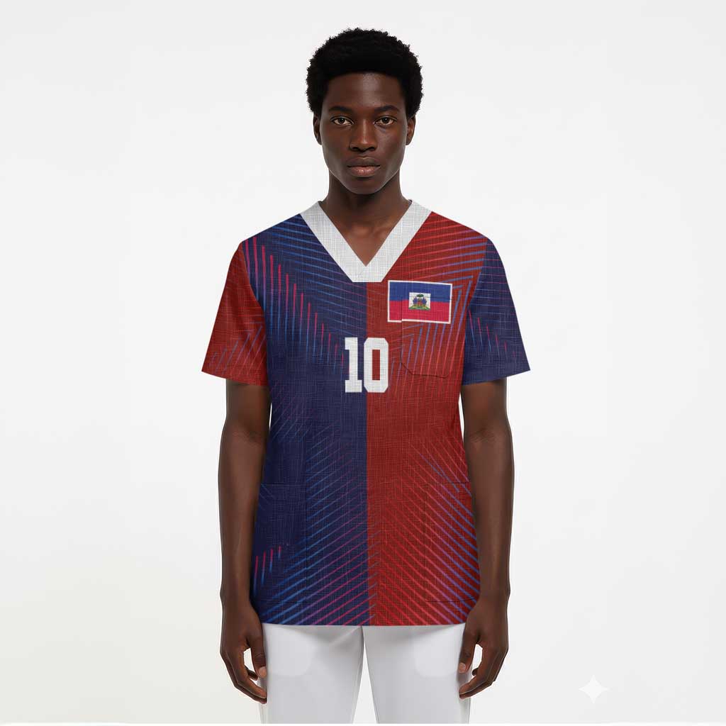 Custom Haiti National Football Scrub Top Red Blue The Half Sporty Design - African Pride