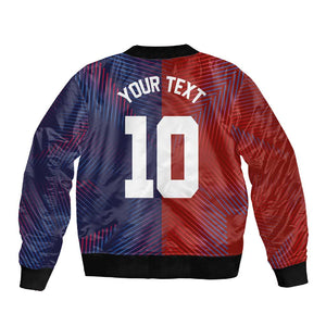 Custom Haiti National Football Sleeve Zip Bomber Jacket Red Blue The Half Sporty Design - African Pride