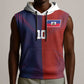Custom Haiti National Football Sleeveless Hoodie Red Blue The Half Sporty Design - African Pride