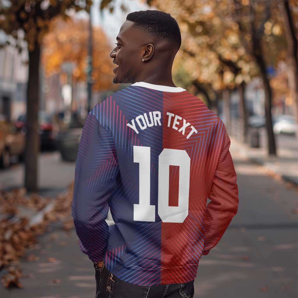 Custom Haiti National Football Sweatshirt Red Blue The Half Sporty Design - African Pride