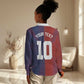 Custom Haiti National Football Women Casual Shirt Red Blue The Half Sporty Design - African Pride