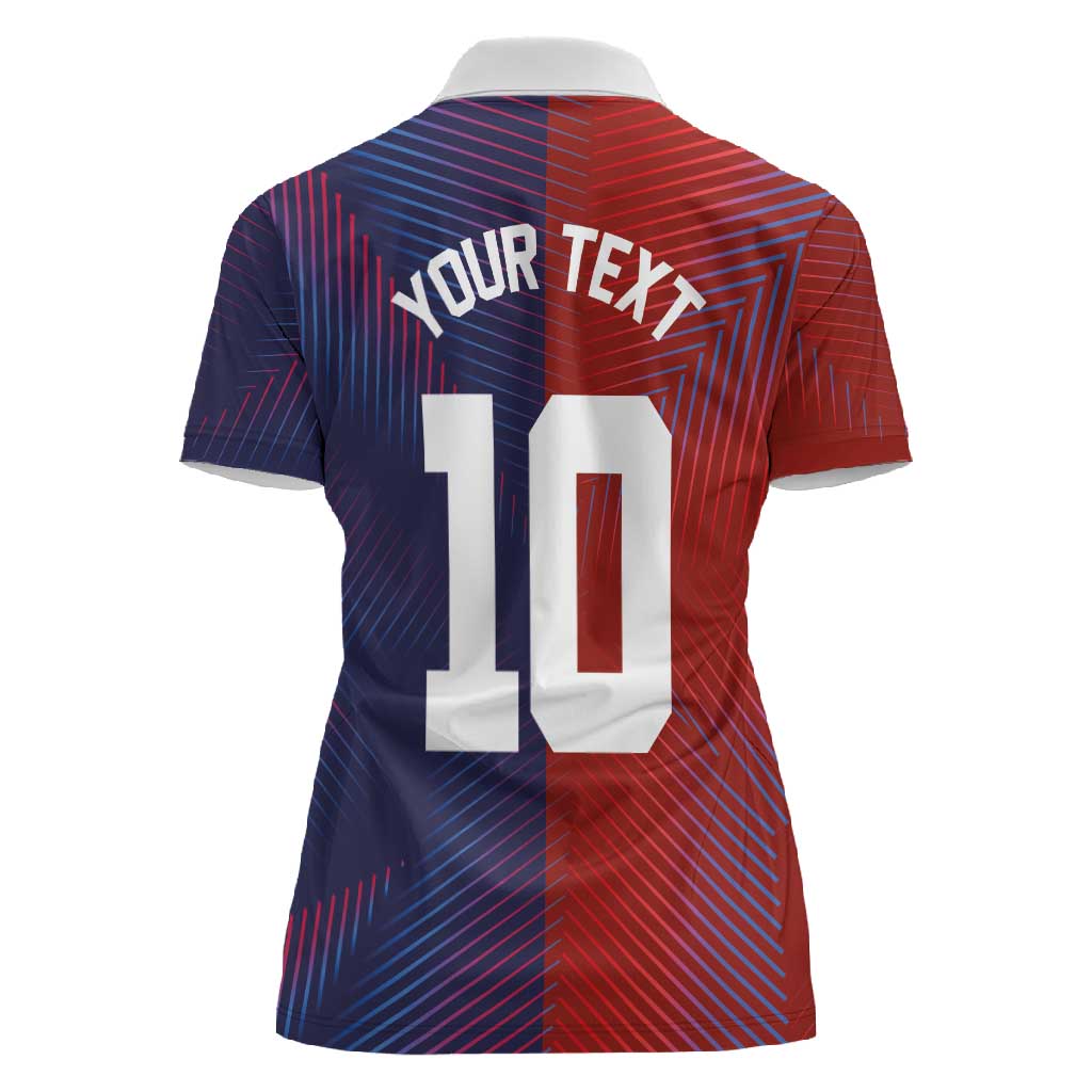 Custom Haiti National Football Women Polo Shirt Red Blue The Half Sporty Design - African Pride