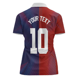 Custom Haiti National Football Women Polo Shirt Red Blue The Half Sporty Design - African Pride