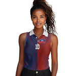 Custom Haiti National Football Women Sleeveless Polo Shirt Red Blue The Half Sporty Design - African Pride
