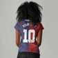 Custom Haiti National Football Women V-Neck T-Shirt Red Blue The Half Sporty Design - African Pride