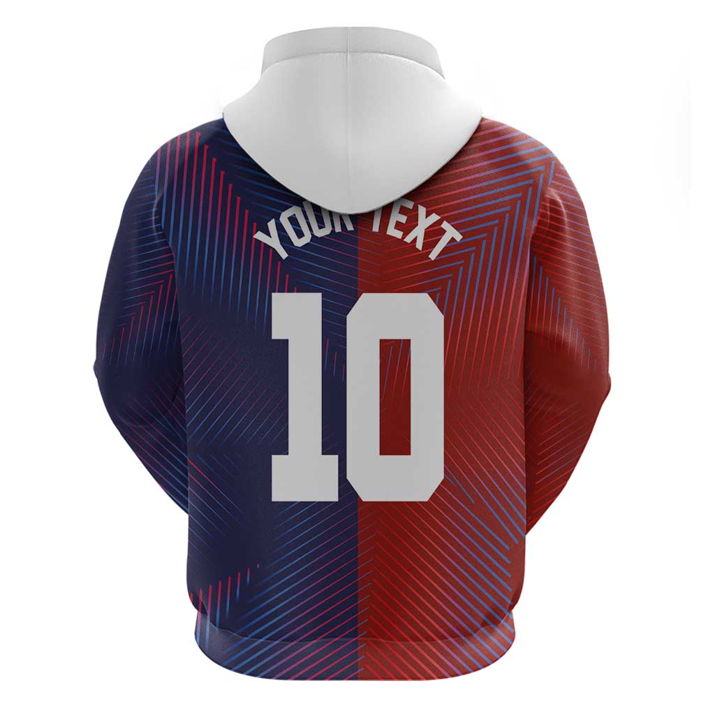 Custom Haiti National Football Zip Hoodie Red Blue The Half Sporty Design - African Pride