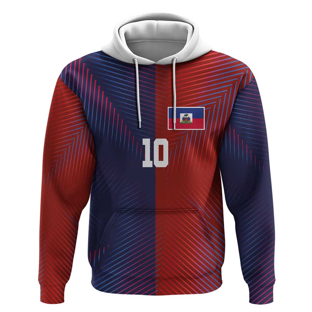 Custom Haiti National Football Zip Hoodie Red Blue The Half Sporty Design - African Pride