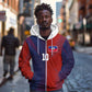 Custom Haiti National Football Zip Hoodie Red Blue The Half Sporty Design - African Pride