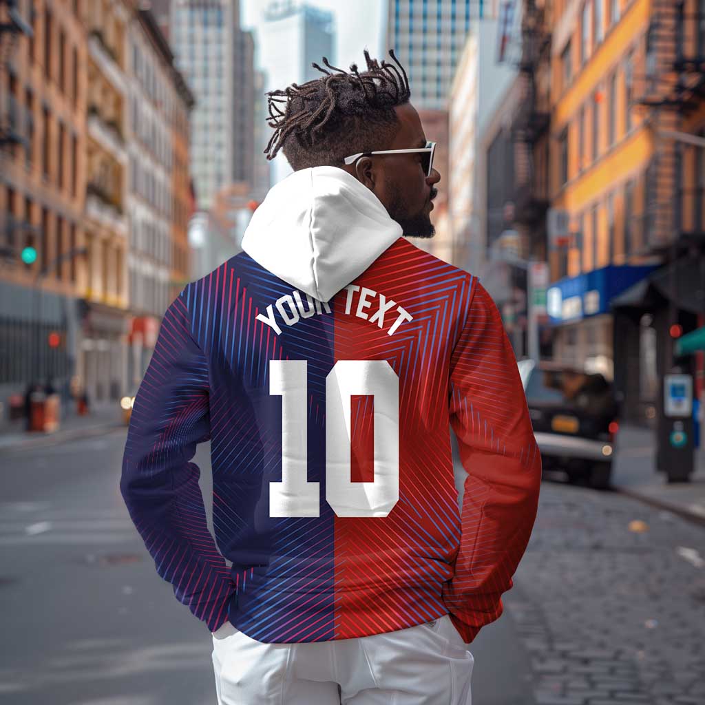 Custom Haiti National Football Zip Hoodie Red Blue The Half Sporty Design - African Pride