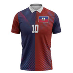 Custom Haiti National Football Zipper Polo Shirt Red Blue The Half Sporty Design - African Pride