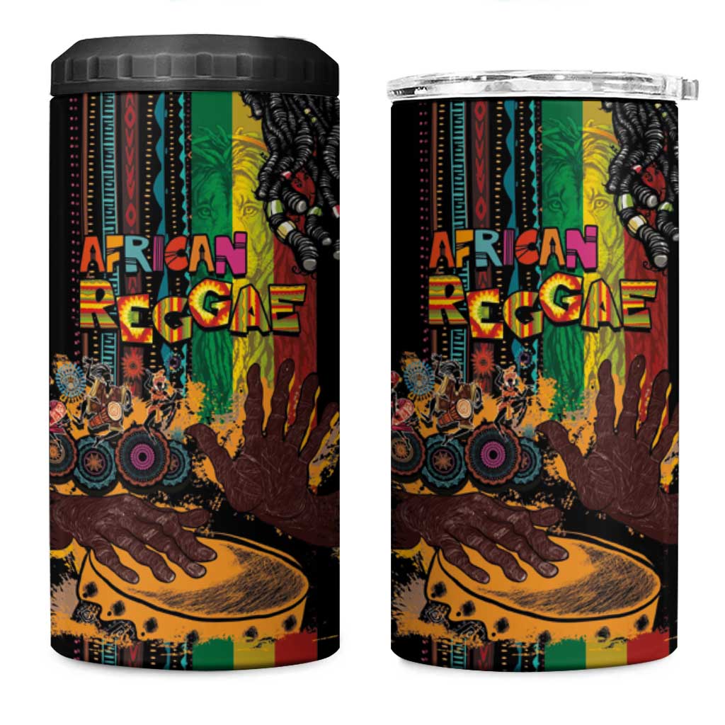 Afro-Caribbean 4 in 1 Can Cooler Tumbler African and Reggae Art Music - African Pride
