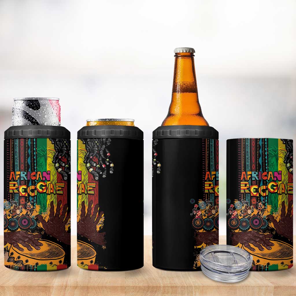 Afro-Caribbean 4 in 1 Can Cooler Tumbler African and Reggae Art Music - African Pride