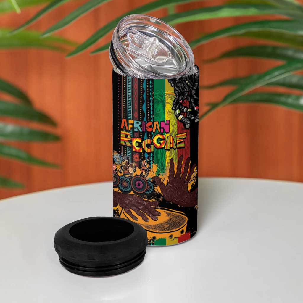 Afro-Caribbean 4 in 1 Can Cooler Tumbler African and Reggae Art Music - African Pride