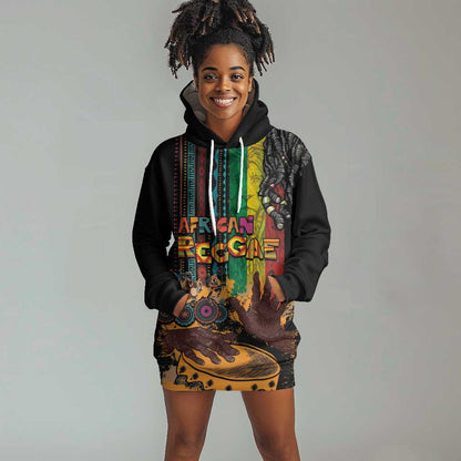 Afro-Caribbean Hoodie Dress African and Reggae Art Music - African Pride