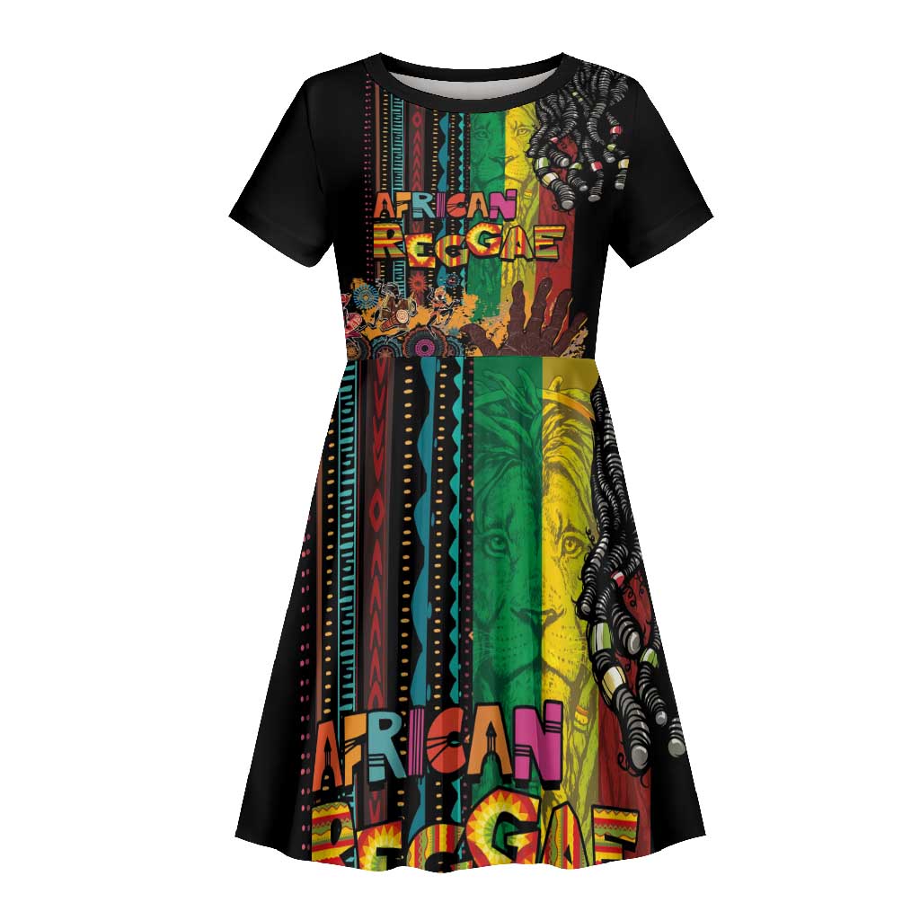 Afro-Caribbean Kid Short Sleeve Dress African and Reggae Art Music - African Pride