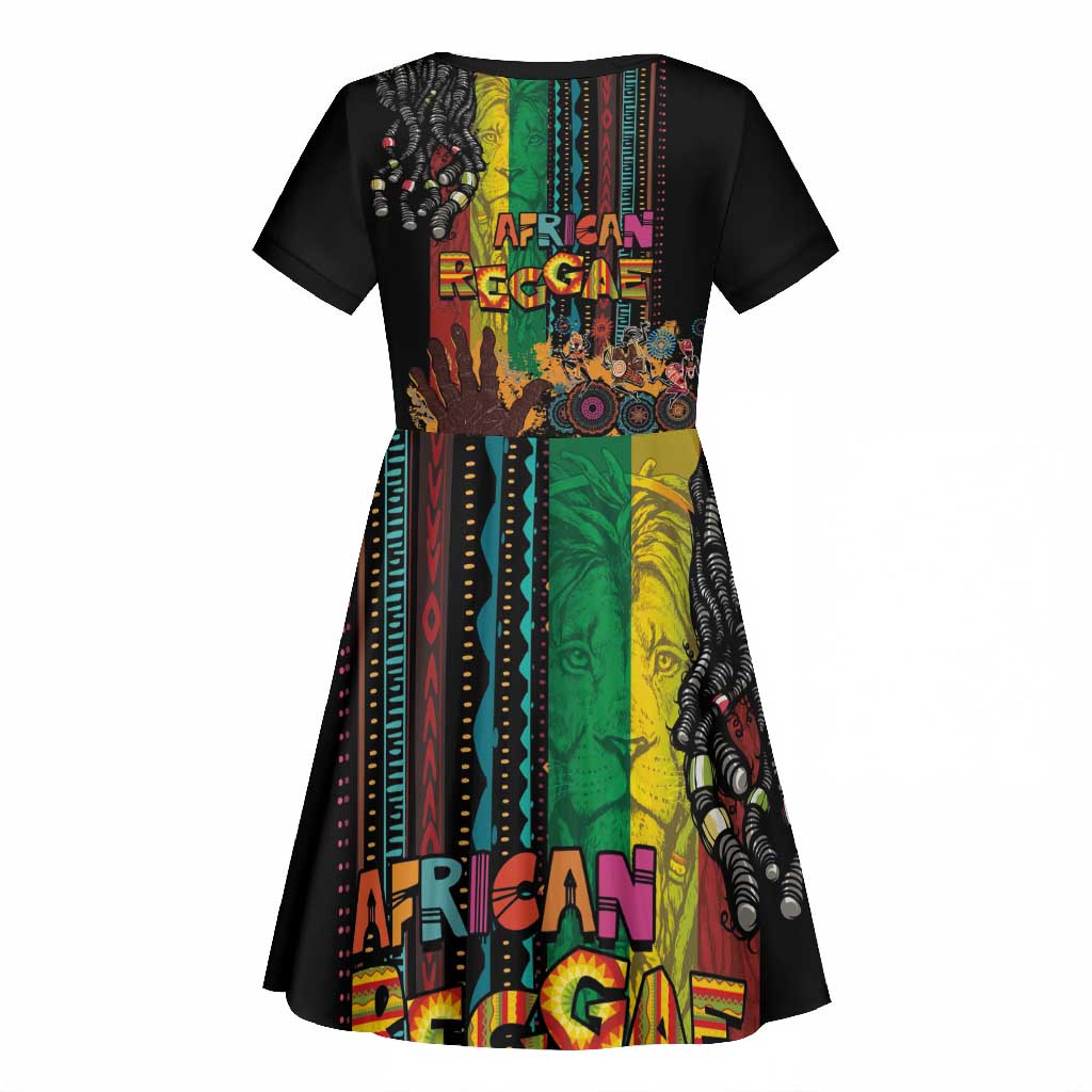 Afro-Caribbean Kid Short Sleeve Dress African and Reggae Art Music - African Pride