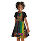 Afro-Caribbean Kid Short Sleeve Dress African and Reggae Art Music - African Pride