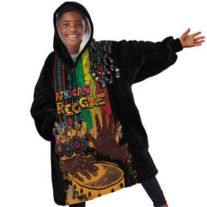 Afro-Caribbean Kid Wearable Blanket Hoodie African and Reggae Art Music - African Pride