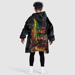 Afro-Caribbean Kid Wearable Blanket Hoodie African and Reggae Art Music - African Pride